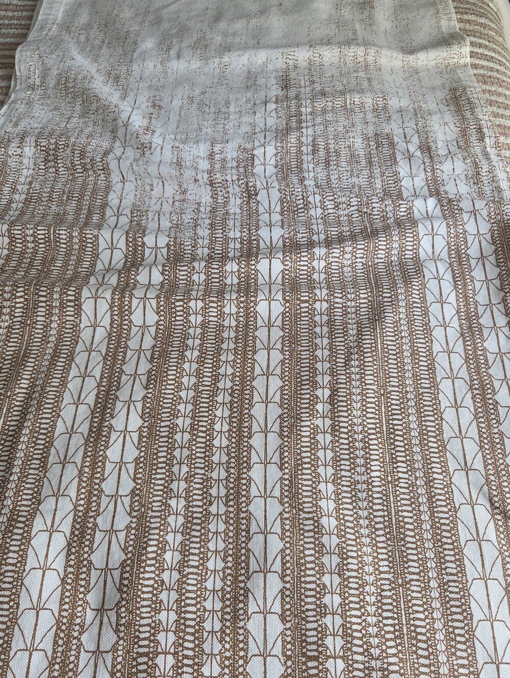 West Elm Neutral Tan and Cream Geometric Curtain